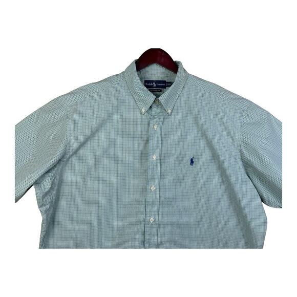Ralph Lauren Mens 2XL Classic Fit Green Blue Short Sleeve Button Down Shirt - Picture 3 of 13
